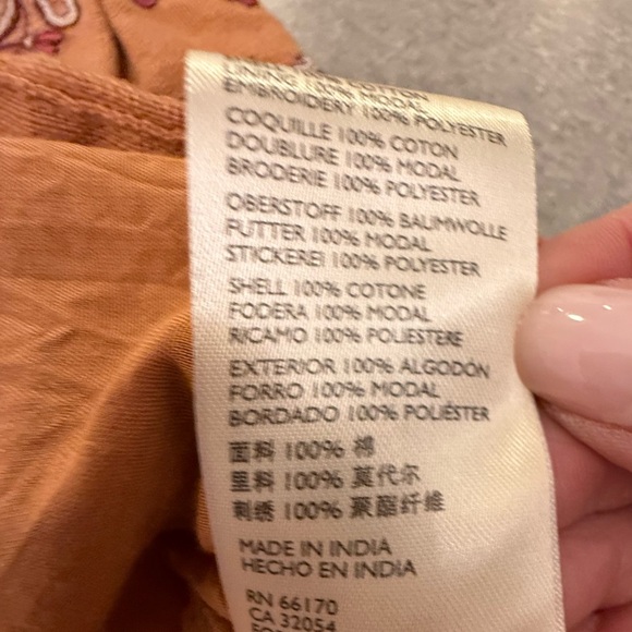 Anthropologie Meghan Embroidered Faux Wrap Mini Skirt Rust Orange Size 4 - Picture 14 of 16